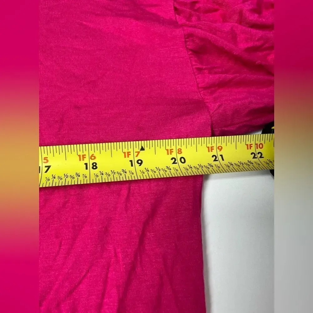 Viola Top Tee Shirt Rose Pink Ruffed Sleeve Bohemian Top Approximately size M
